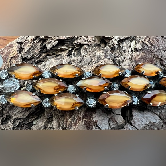 Danny Pollak Bracelet Smoky Gold Yellow Crystals Clear Crystals White 7.5” Sz ML - Picture 8 of 11